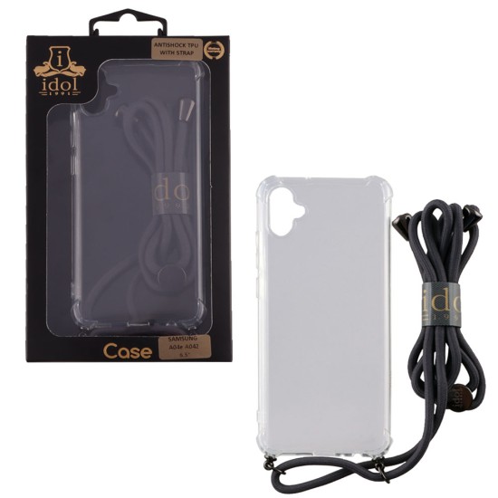 IDOL 1991 ΘΗΚΗ SAMSUNG A04e A042 6.5" ANTISHOCK AIR TPU WITH STRAP FULL CAMERA PROTECTION ΔΙΑΦΑΝΗ