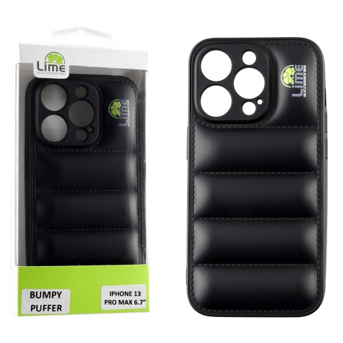 LIME ΘΗΚΗ IPHONE 13 PRO MAX 6.7" BUMPY PUFFER TPU FULL CAMERA PROTECTION BLACK