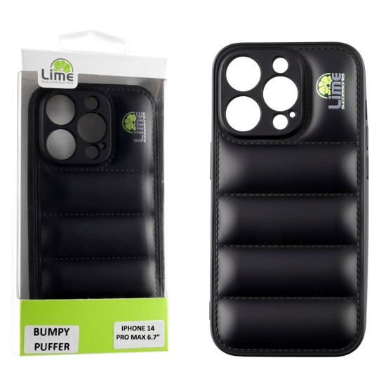 LIME ΘΗΚΗ IPHONE 14 PRO MAX 6.7" BUMPY PUFFER TPU FULL CAMERA PROTECTION BLACK
