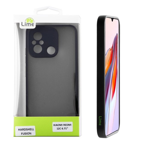 LIME ΘΗΚΗ XIAOMI REDMI 12C 6.71" HARDSHELL FUSION FULL CAMERA PROTECTION BLACK WITH RED KEYS