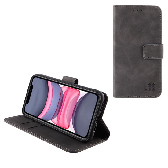 LIME ΘΗΚΗ IPHONE 11 6.1" ESSENTIAL MAGNET BOOK STAND CLIP GREY