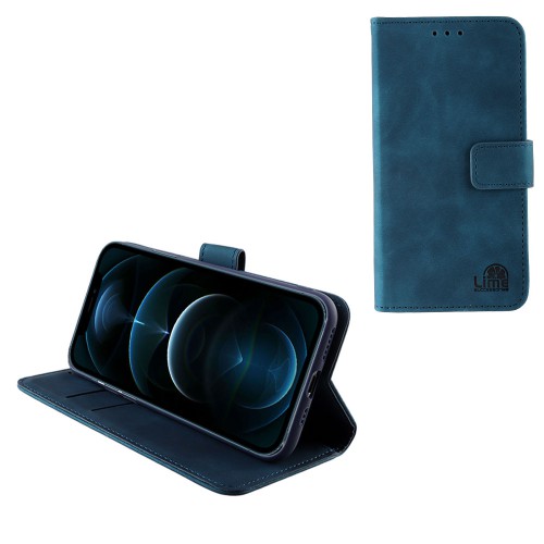 LIME ΘΗΚΗ IPHONE 12 PRO / IPHONE 12 6.1" ESSENTIAL MAGNET BOOK STAND CLIP DARK BLUE