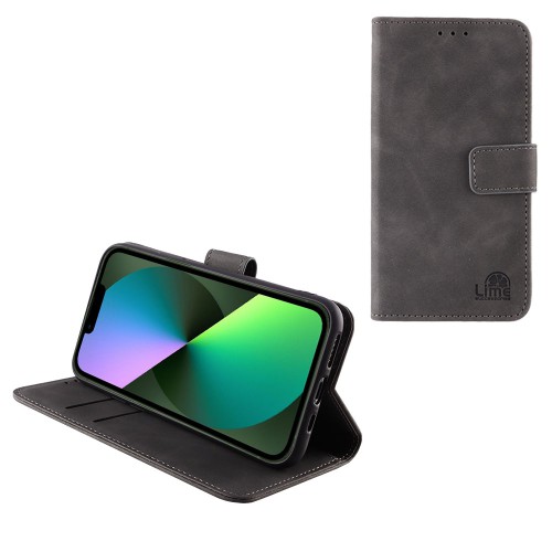 LIME ΘΗΚΗ IPHONE 13 MINI 5.4" ESSENTIAL MAGNET BOOK STAND CLIP GREY