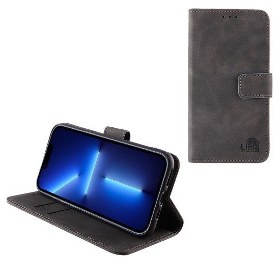 LIME ΘΗΚΗ IPHONE 13 PRO MAX 6.7" ESSENTIAL MAGNET BOOK STAND CLIP GREY