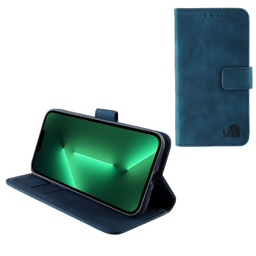 LIME ΘΗΚΗ IPHONE 13 PRO 6.1" ESSENTIAL MAGNET BOOK STAND CLIP DARK BLUE