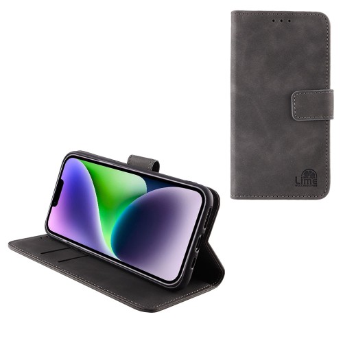 LIME ΘΗΚΗ IPHONE 14 6.1" ESSENTIAL MAGNET BOOK STAND CLIP GREY