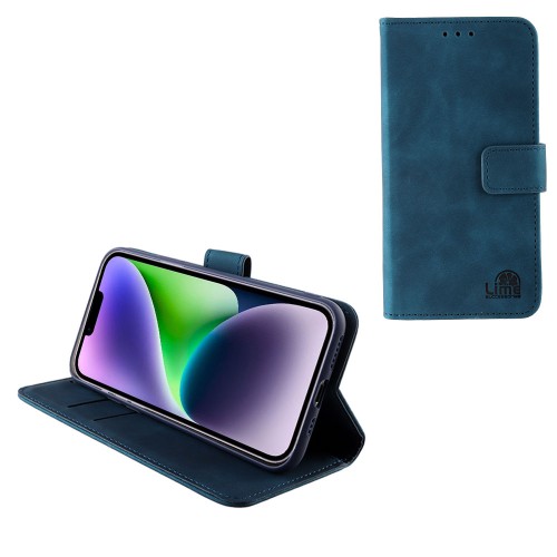 LIME ΘΗΚΗ IPHONE 14 PLUS 6.7" ESSENTIAL MAGNET BOOK STAND CLIP DARK BLUE