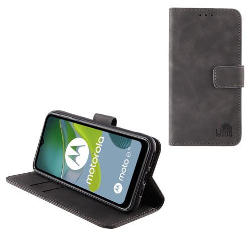 LIME ΘΗΚΗ MOTOROLA MOTO E13 6.5" ESSENTIAL MAGNET BOOK STAND CLIP GREY