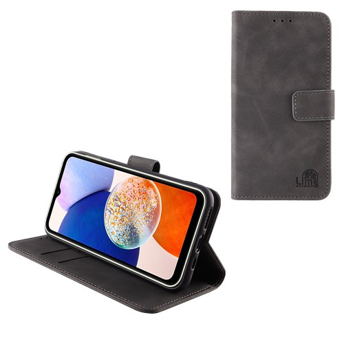LIME ESSENTIAL ΘΗΚΗ SAMSUNG A14 4G A145/A14 5G A146 6.6in MAGNET BOOK STAND CLIP GREY