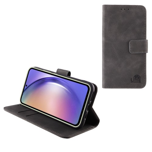 LIME ΘΗΚΗ SAMSUNG A54 5G A546 6.4" ESSENTIAL MAGNET BOOK STAND CLIP GREY