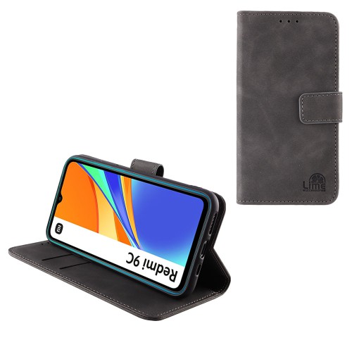 LIME ΘΗΚΗ XIAOMI REDMI 9C 6.53" ESSENTIAL MAGNET BOOK STAND CLIP GREY