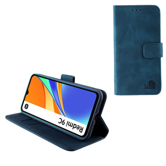 LIME ΘΗΚΗ XIAOMI REDMI 9C 6.53" ESSENTIAL MAGNET BOOK STAND CLIP DARK BLUE