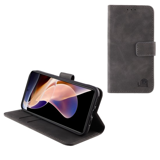 LIME ΘΗΚΗ XIAOMI REDMI NOTE 11 PRO PLUS 5G 6.67" ESSENTIAL MAGNET BOOK STAND CLIP GREY