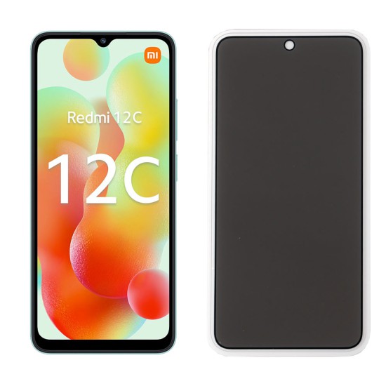 IDOL 1991 TEMPERED GLASS XIAOMI REDMI 12C 6.71" 9H 0.25mm PRIVACY ANTISPY SEMI CURVED FULL GLUE BLACK