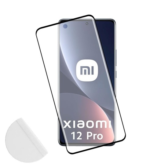 IDOL 1991 GLAMOUR TEMPERED GLASS XIAOMI 12 PRO 6.73in9H 0.30mm FULL COVER 3D FULL GLUE FINGERUNLOCK BLACK+SQUEEZYCARD