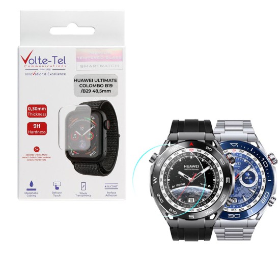 VOLTE-TEL TEMPERED GLASS HUAWEI WATCH ULTIMATE COLOMBO B19/B29/ 2 48.5mm 1.5in 9H 0.30mm 2.5D FULL GLUE FULL COVER