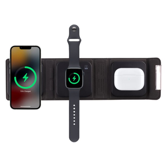 NSP N19 WIRELESS CHARGER 3 IN 1 MAGSAFE 15W (PHONE 15W/SMARTWATCH 5W/BLUETOOTH 3W) USB-C 1m BLACK