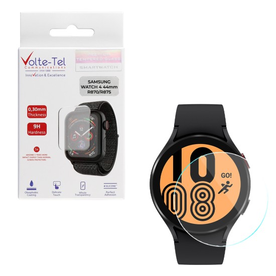 VOLTE-TEL TEMPERED GLASS SAMSUNG WATCH 4 44mm R870/R875 1.4in 9H 0.30mm 2.5D FULL GLUE FULL COVER