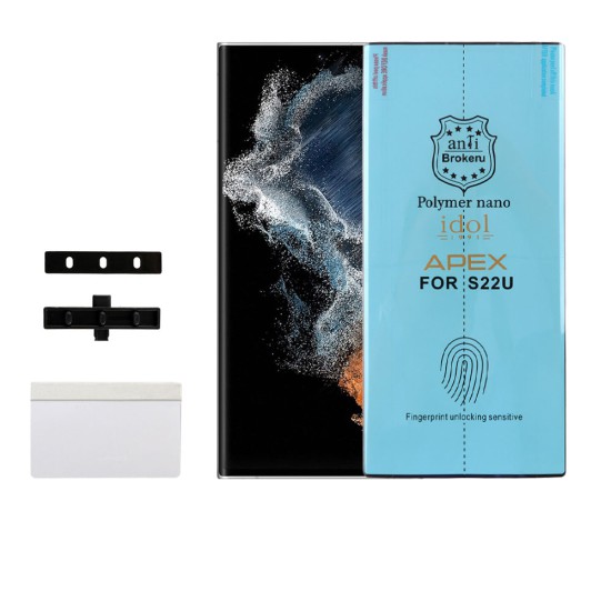 IDOL 1991 APEX POLYMER NANOTECH FILM SAMSUNG S22 ULTRA 5G S908 6.8in FINGER UNLOCK FULL COVER WITH INSTALLATION KIT