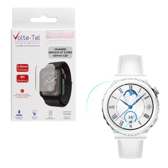 VOLTE-TEL TEMPERED GLASS HUAWEI WATCH GT 3 PRO 43mm 1.32in 9H 0.30mm 2.5D FULL GLUE FULL COVER