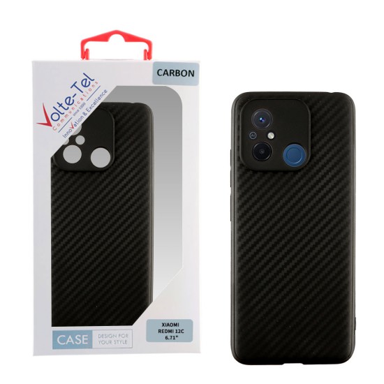 VOLTE-TEL ΘΗΚΗ XIAOMI REDMI 12C 6.71" CARBON CAMERA PROTECTIVE BLACK