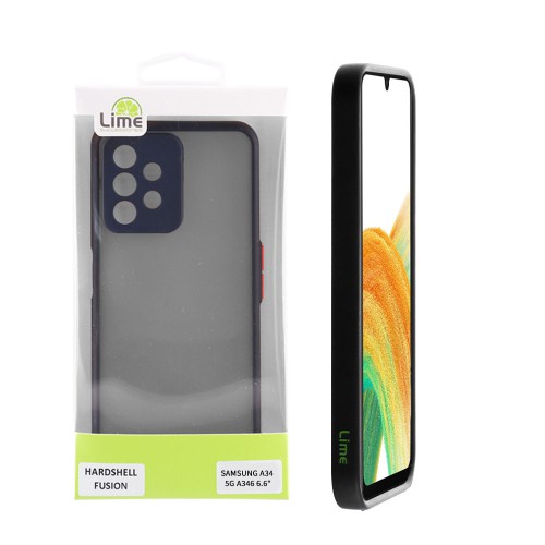 LIME ΘΗΚΗ SAMSUNG A34 5G A346 6.6" HARDSHELL FUSION FULL CAMERA PROTECTION BLACK WITH RED KEYS