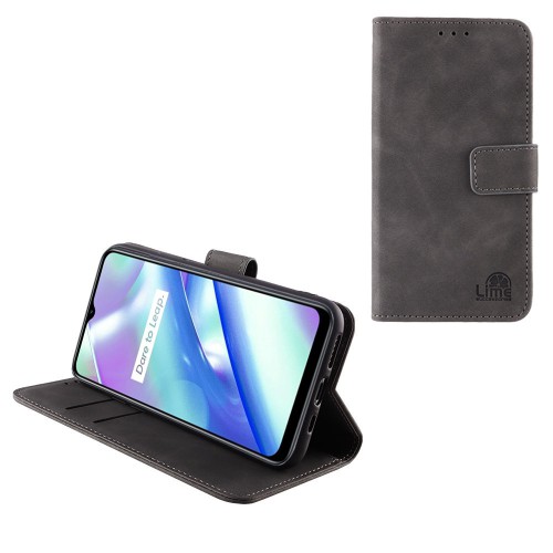 LIME ΘΗΚΗ REALME C33/C33 2023 6.5" ESSENTIAL MAGNET BOOK STAND CLIP GREY