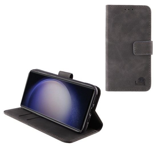 LIME ΘΗΚΗ SAMSUNG S23 ULTRA 5G S918 6.8" ESSENTIAL MAGNET BOOK STAND CLIP GREY