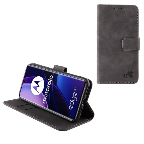 LIME ΘΗΚΗ MOTOROLA MOTO EDGE 40 5G 6.55" ESSENTIAL MAGNET BOOK STAND CLIP GREY