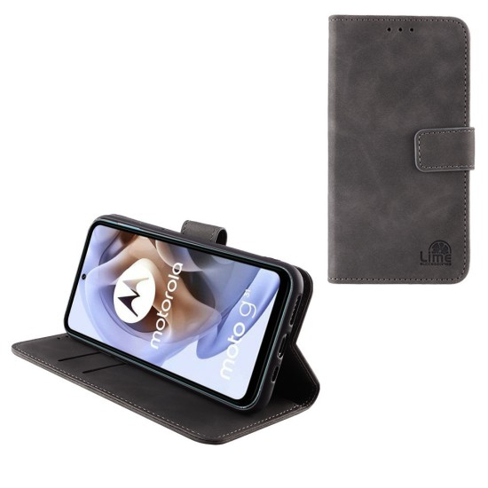 LIME ΘΗΚΗ MOTOROLA MOTO G31 6.4" ESSENTIAL MAGNET BOOK STAND CLIP GREY