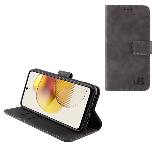 LIME ΘΗΚΗ MOTOROLA MOTO G73 6.5" ESSENTIAL MAGNET BOOK STAND CLIP GREY