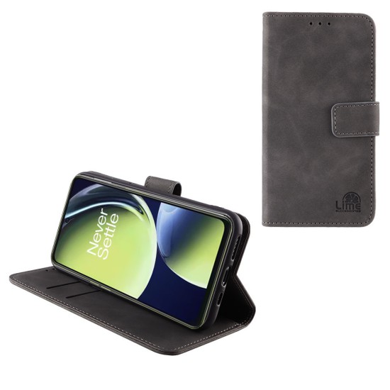 LIME ΘΗΚΗ ONEPLUS NORD CE 3 LITE 5G 6.72" ESSENTIAL MAGNET BOOK STAND CLIP GREY