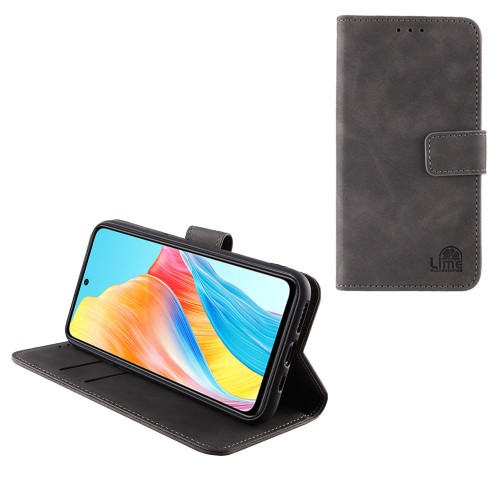 LIME ΘΗΚΗ OPPO A98 5G 6.72" ESSENTIAL MAGNET BOOK STAND CLIP GREY