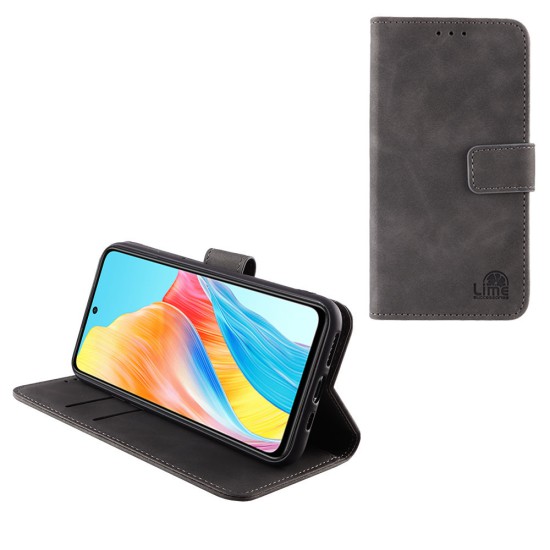 LIME ΘΗΚΗ OPPO A98 5G 6.72" ESSENTIAL MAGNET BOOK STAND CLIP GREY