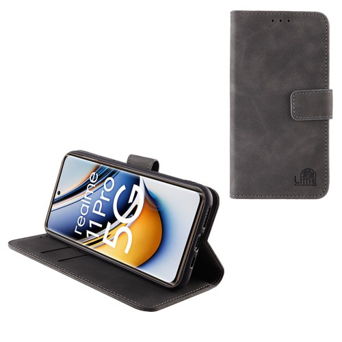 LIME ΘΗΚΗ REALME 11 PRO 5G/11 PRO PLUS 5G 6.7" ESSENTIAL MAGNET BOOK STAND CLIP GREY