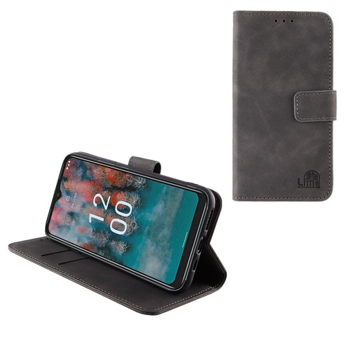 LIME ΘΗΚΗ NOKIA C12 6.3" ESSENTIAL MAGNET BOOK STAND CLIP GREY