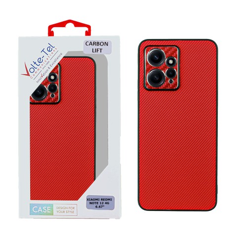 VOLTE-TEL ΘΗΚΗ XIAOMI REDMI NOTE 12 4G 6.67" CARBON LIFT FULL CAMERA PROTECTION RED