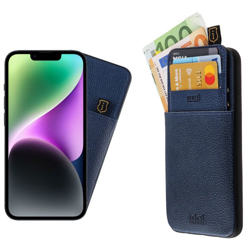 IDOL 1991 ΘΗΚΗ IPHONE 14 6.1" ANTI-RFID LEATHER SMART WALLET CAMERA GUARD BLUE