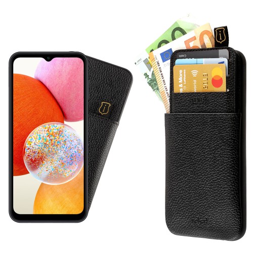 IDOL 1991 ΘΗΚΗ SAMSUNG A14 4G A145/A14 5G A146 6.6" ANTI-RFID LEATHER SMART WALLET CAMERA GUARD BLACK