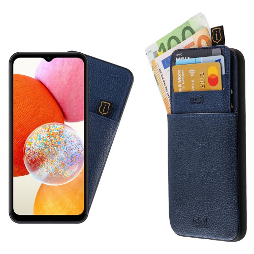 IDOL 1991 ΘΗΚΗ SAMSUNG A14 4G A145/A14 5G A146 6.6" ANTI-RFID LEATHER SMART WALLET CAMERA GUARD BLUE