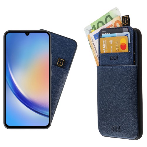 IDOL 1991 ΘΗΚΗ SAMSUNG A34 5G A346 6.6" ANTI-RFID LEATHER SMART WALLET CAMERA GUARD BLUE