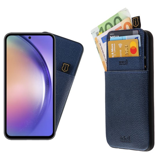 IDOL 1991 ΘΗΚΗ SAMSUNG A54 5G A546 6.4" ANTI-RFID LEATHER SMART WALLET CAMERA GUARD BLUE