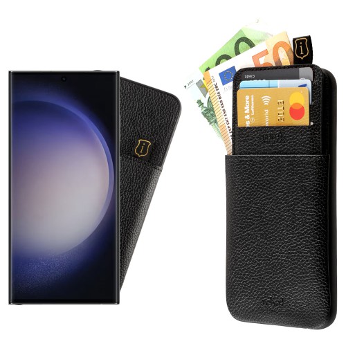 IDOL 1991 ΘΗΚΗ SAMSUNG S23 ULTRA 5G S918 6.8" ANTI-RFID LEATHER SMART WALLET CAMERA GUARD BLACK