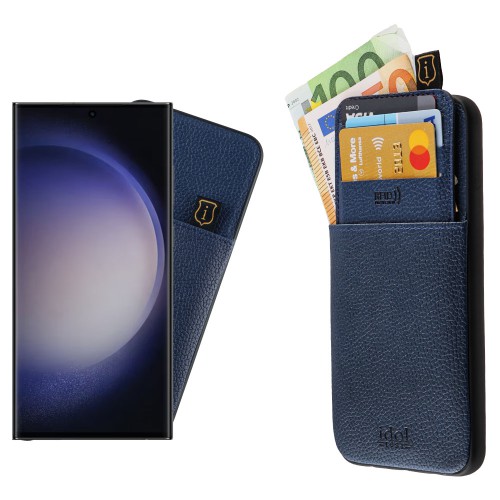 IDOL 1991 ΘΗΚΗ SAMSUNG S23 ULTRA 5G S918 6.8" ANTI-RFID LEATHER SMART WALLET CAMERA GUARD BLUE