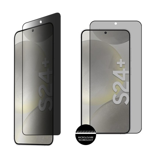 IDOL 1991 TEMPERED GLASS SAMSUNG S24 PLUS 5G 6.7" 9H 0.25mm PRIVACY ANTISPY 3D SEMI CURVED EDGE GLUE FINGER UNLOCK BLACK