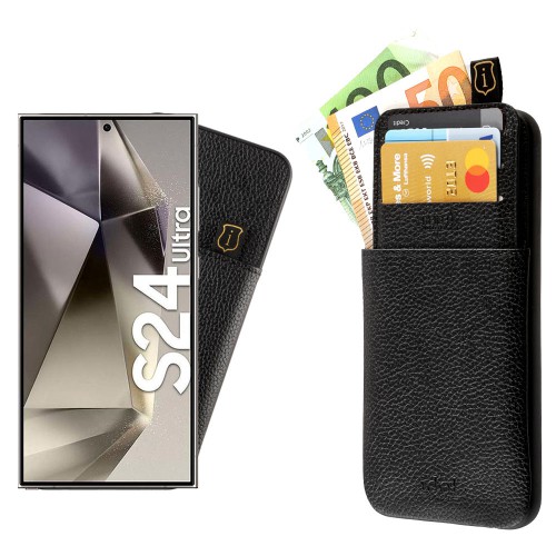 IDOL 1991 ΘΗΚΗ SAMSUNG S24 ULTRA 5G S928 6.8" ANTI-RFID LEATHER SMART WALLET CAMERA GUARD BLACK