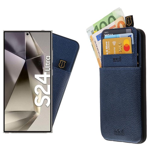 IDOL 1991 ΘΗΚΗ SAMSUNG S24 ULTRA 5G S928 6.8" ANTI-RFID LEATHER SMART WALLET CAMERA GUARD BLUE