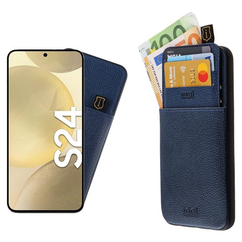 IDOL 1991 ΘΗΚΗ SAMSUNG S24 5G S921 6.2" ANTI-RFID LEATHER SMART WALLET CAMERA GUARD BLUE