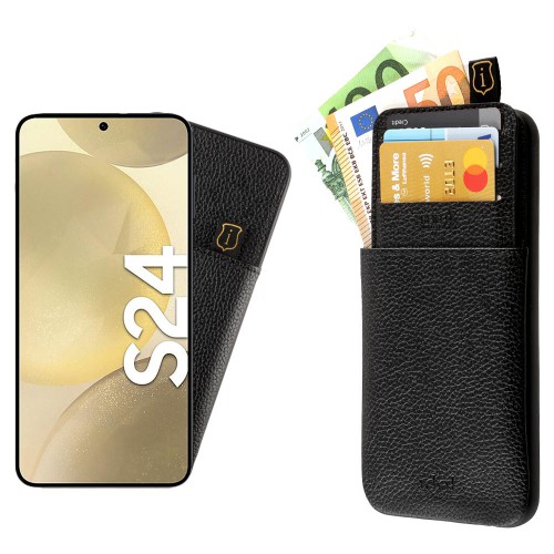 IDOL 1991 ΘΗΚΗ SAMSUNG S24 5G S921 6.2" ANTI-RFID LEATHER SMART WALLET CAMERA GUARD BLACK