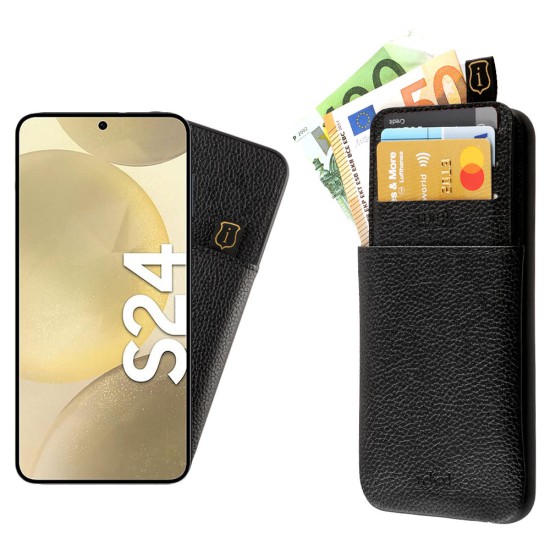 IDOL 1991 ΘΗΚΗ SAMSUNG S24 5G S921 6.2" ANTI-RFID LEATHER SMART WALLET CAMERA GUARD BLACK
